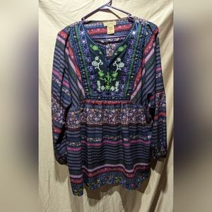 Multicolored Tunic Peasant Top